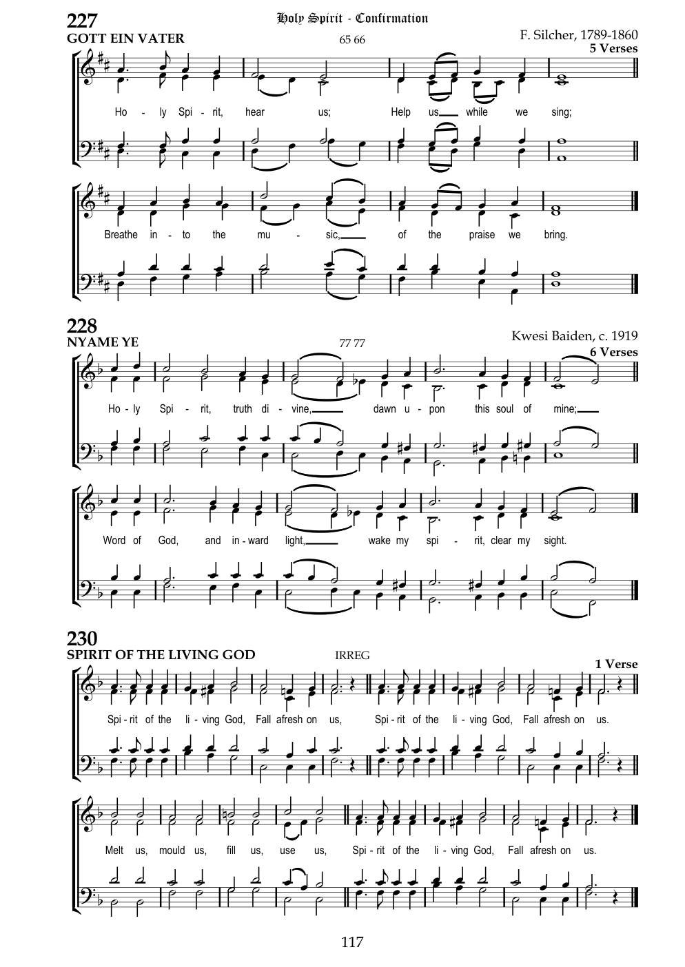 CH 228 Holy Spirit, truth Divine, — Staff Notation