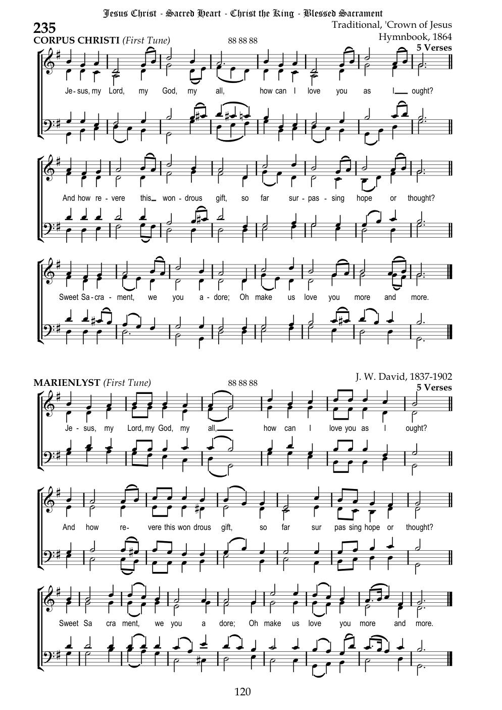 CH 235 Jesus, my Lord, my God, my all, — Staff Notation