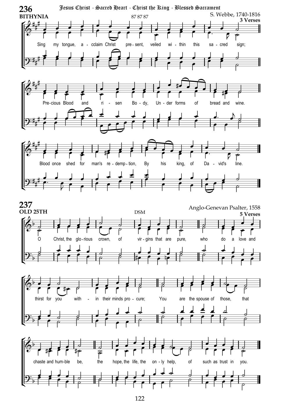 CH 236 Sing my tongue, acclaim Christ present — Staff Notation