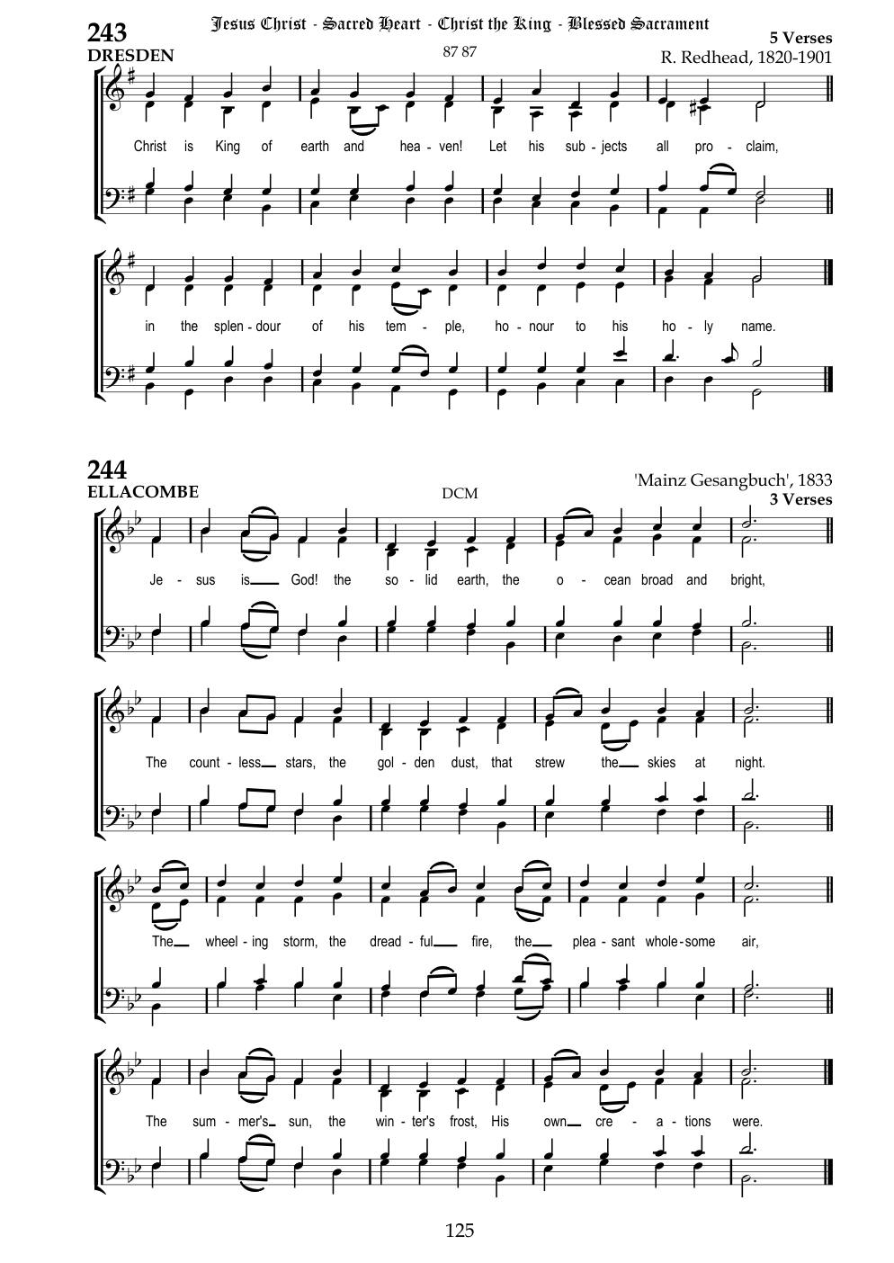 CH 244 Jesus is God: the solid earth, — Staff Notation