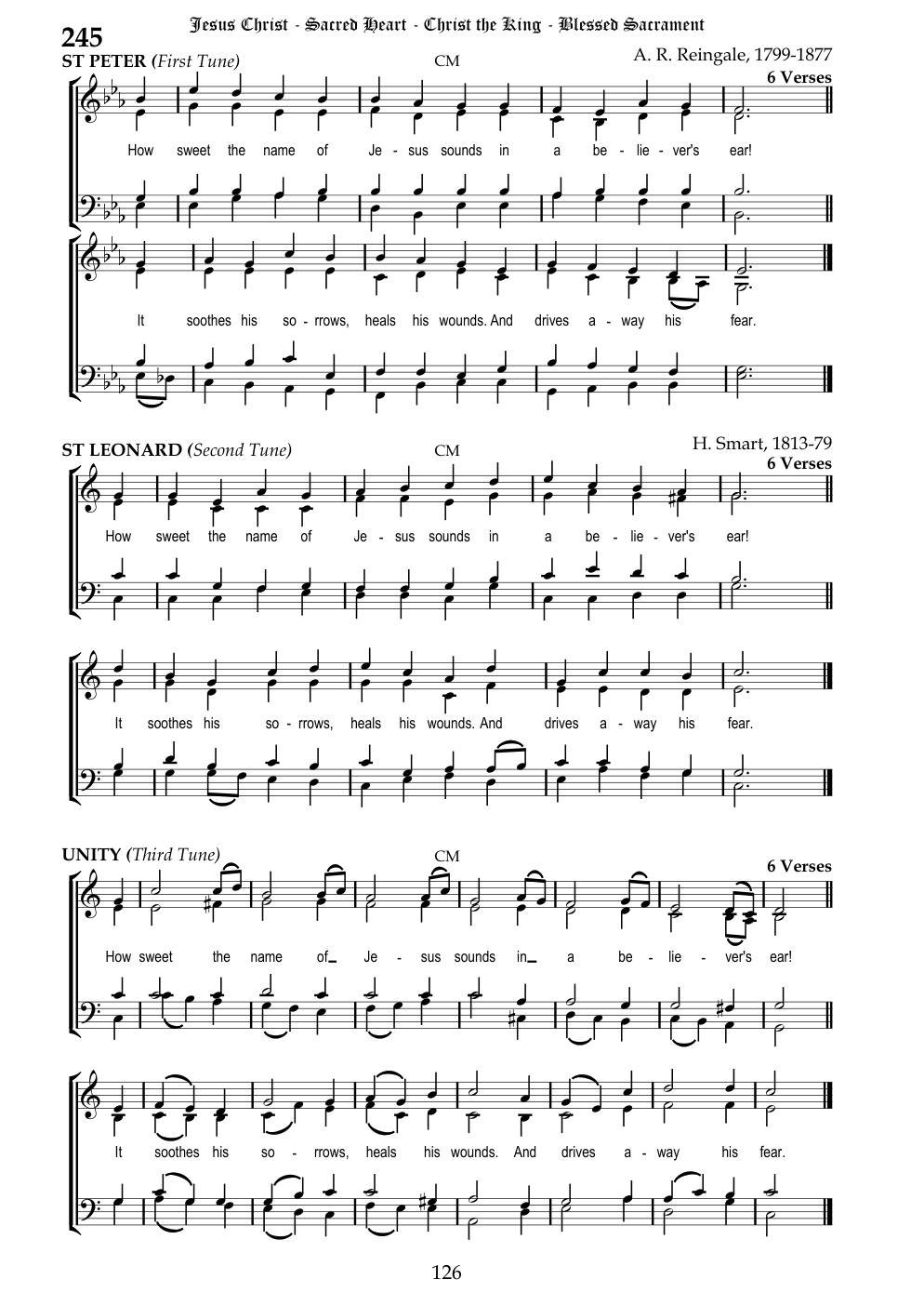 CH 245 How sweet the Name of Jesus sounds — Staff Notation