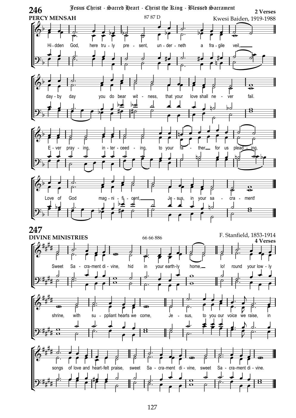 CH 247 Sweet Sacrament divine, — Staff Notation