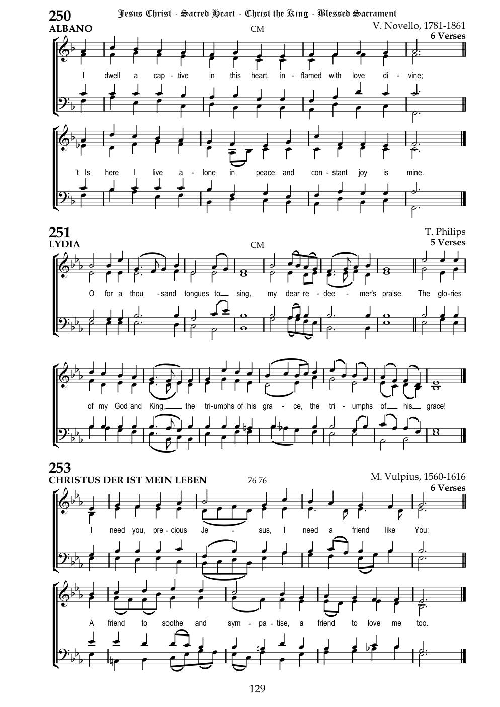 CH 250 I dwell a captive in this heart, — Staff Notation