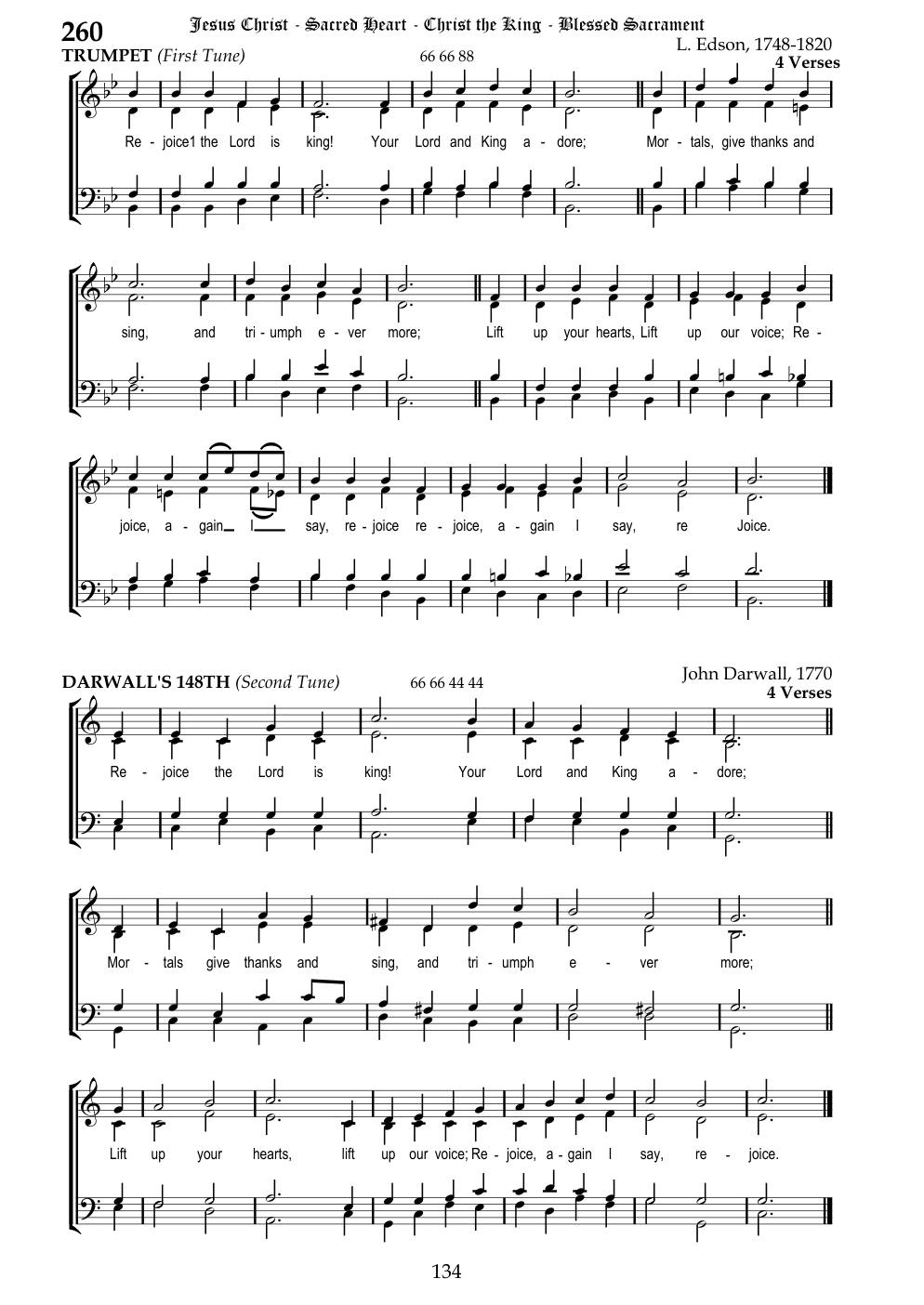 CH 260 Rejoice! The Lord is King! — Staff Notation