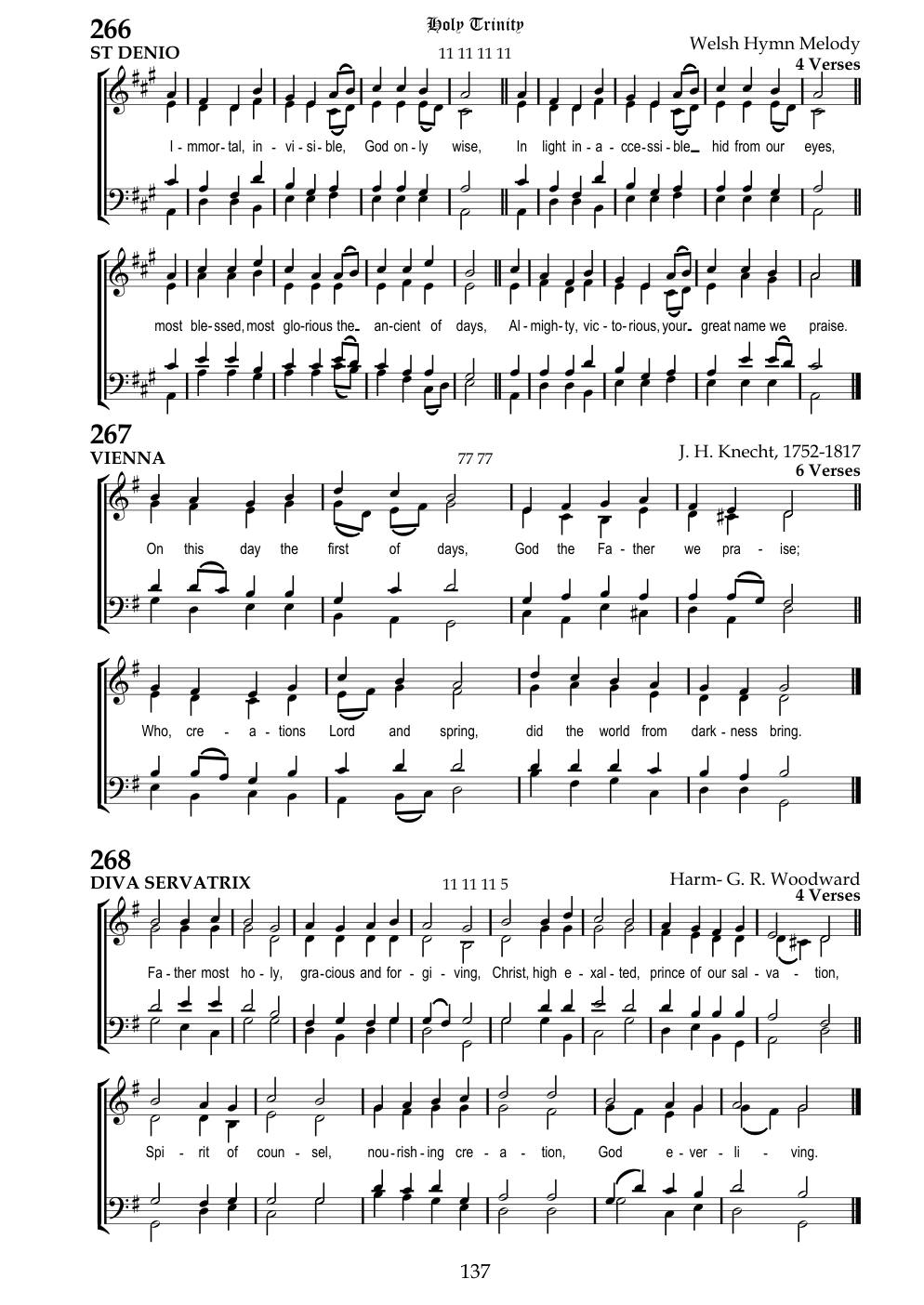 CH 266 Immortal, invisible, God only wise, — Staff Notation