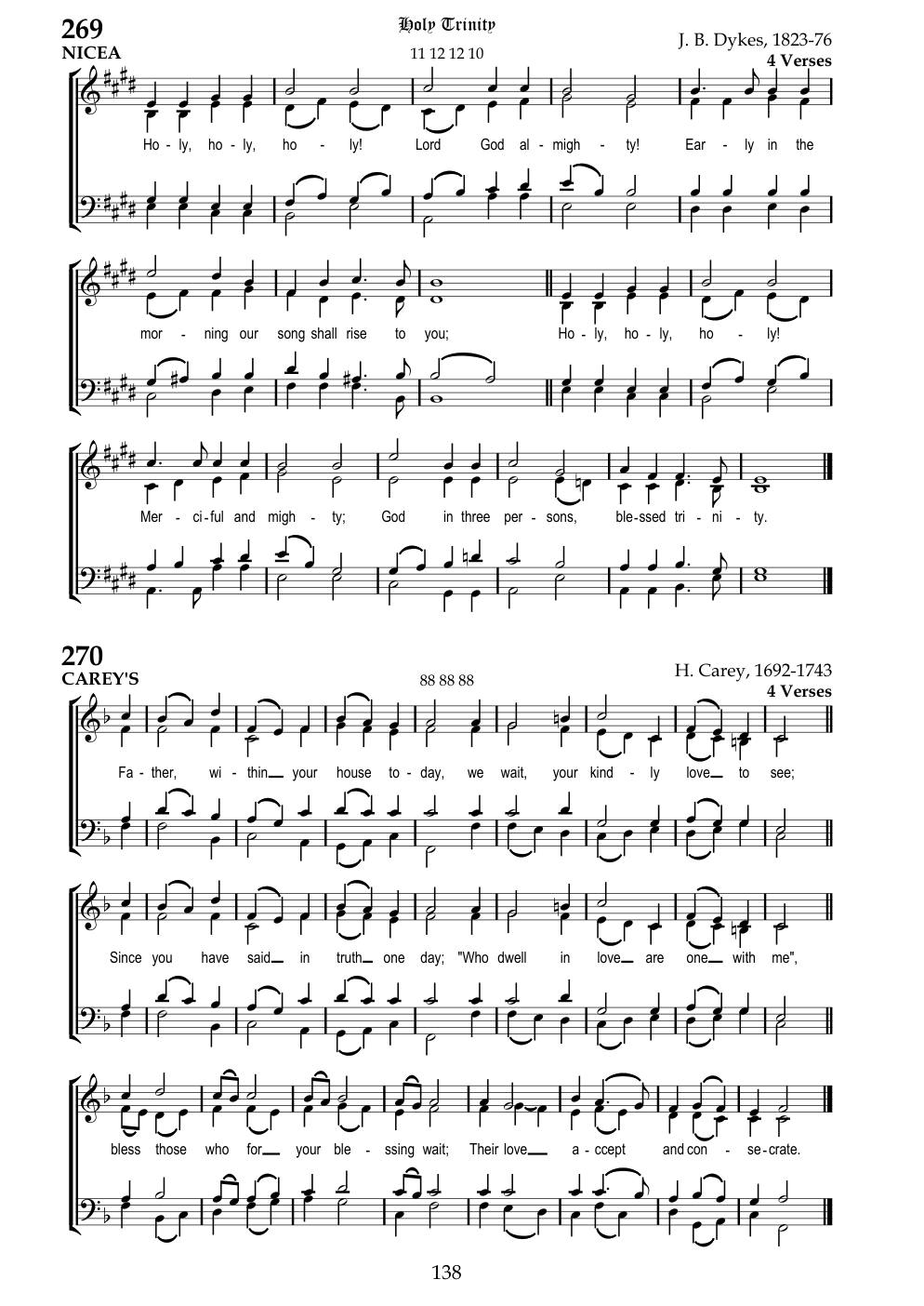 CH 269 Holy, holy, holy! Lord God Almighty! — Staff Notation