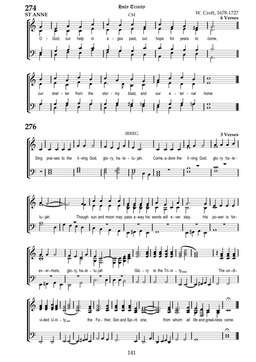 CH 274 O God, our help in ages past, — Staff Notation
