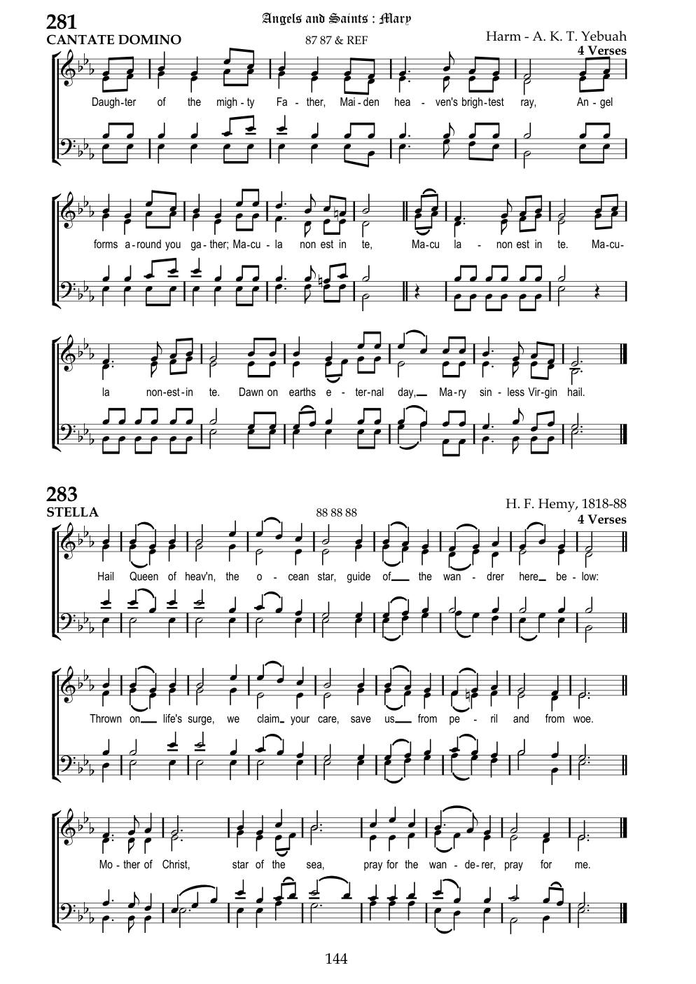 CH 283 Hail, Queen of heaven, the ocean star, — Staff Notation
