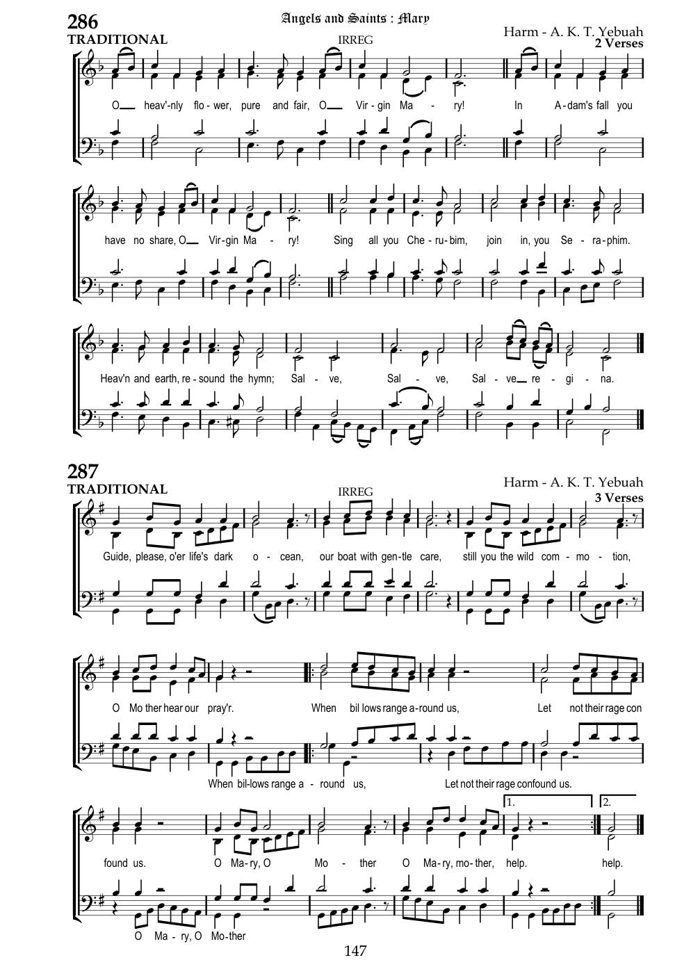 CH 286 O heav'ly flower, pure and fair, — Staff Notation