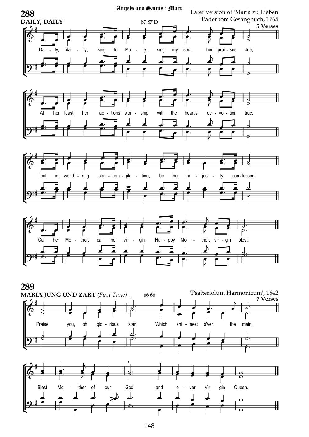 CH 288 Daily, daily sing to Mary — Staff Notation