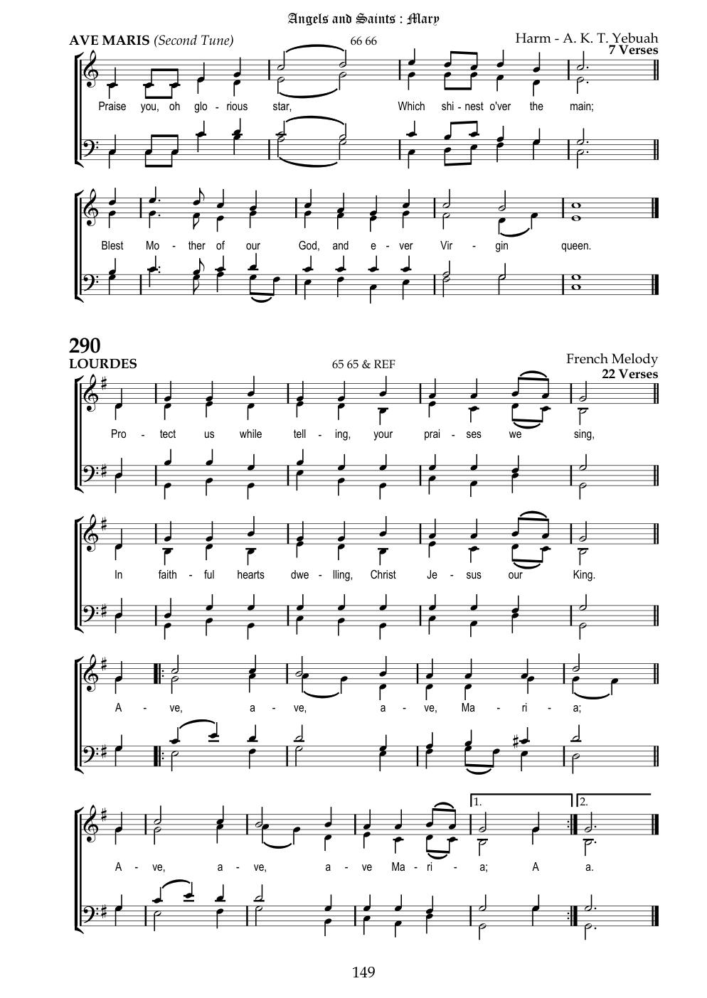 CH 289 Praise you, oh glorious star, — Staff Notation