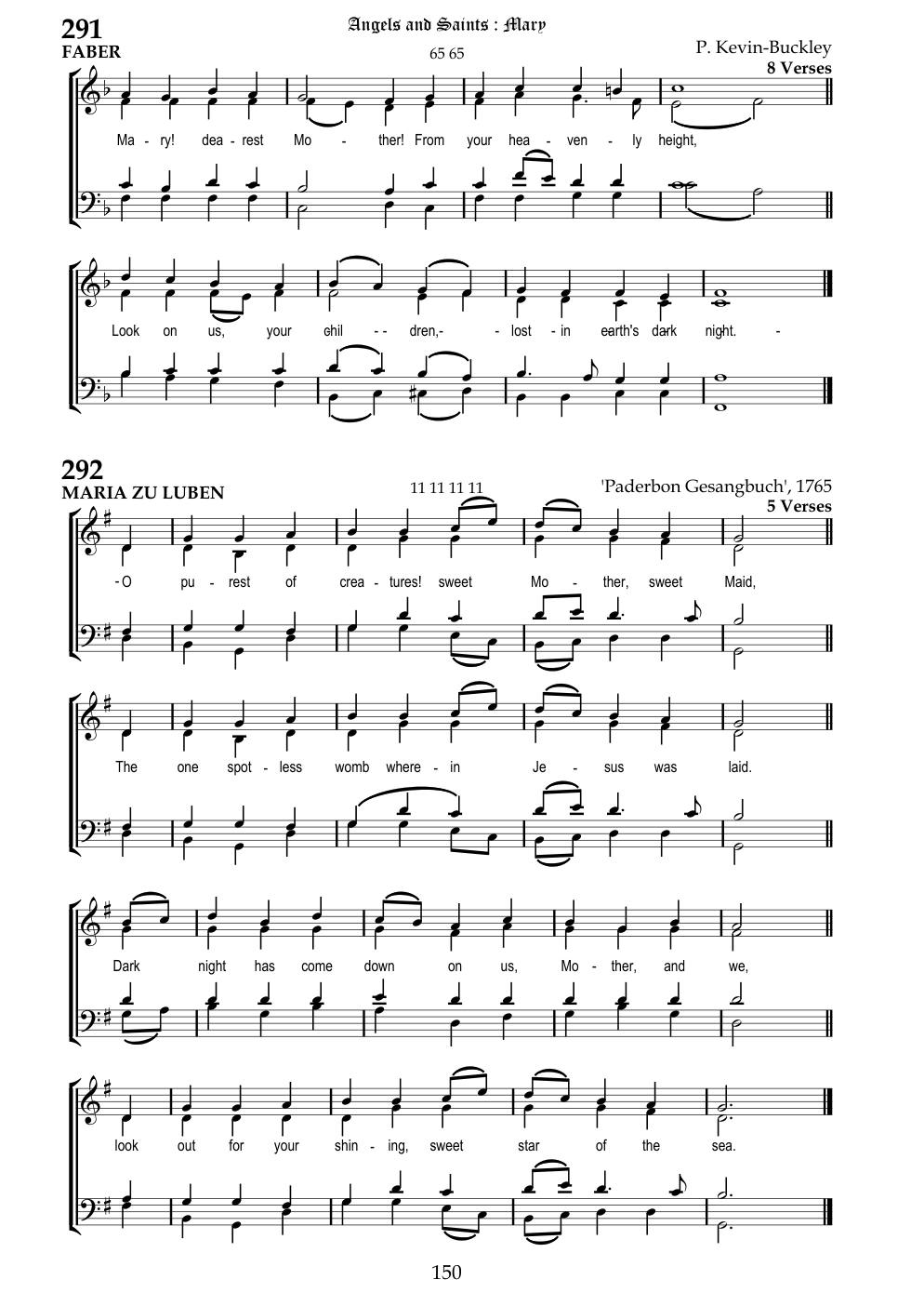 CH 291 Mary! dearest Mother! — Staff Notation