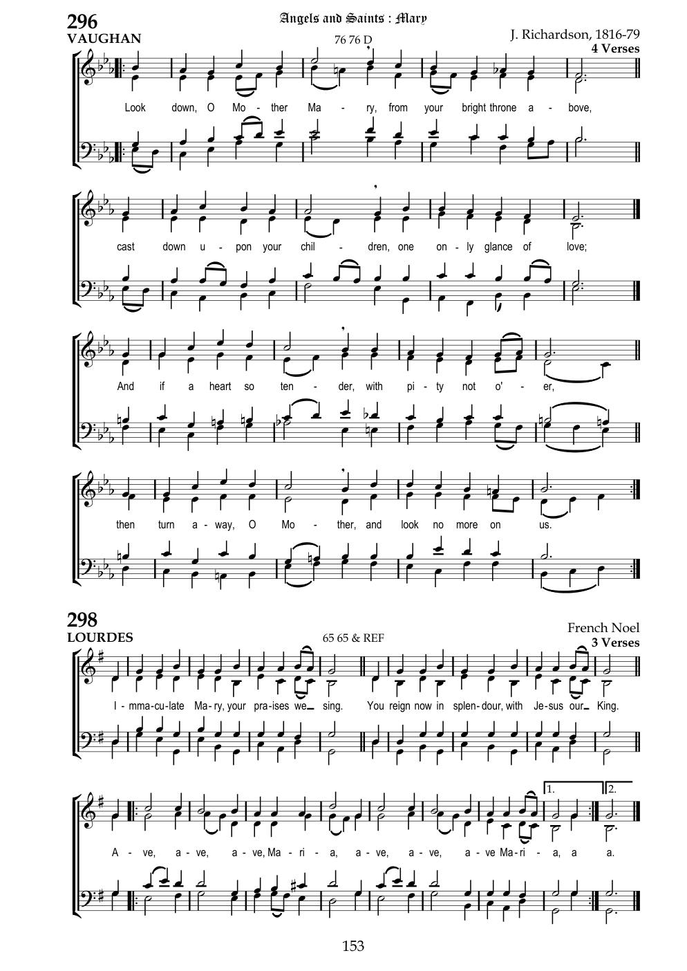 CH 296 Look down, O Mother Mary, — Staff Notation