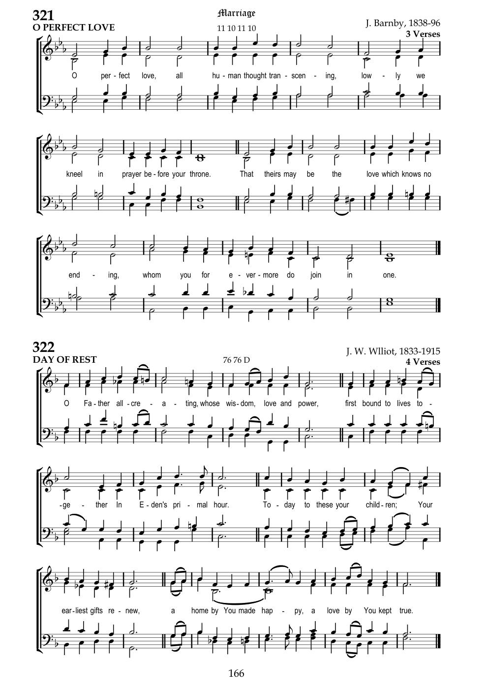 CH 321 O perfect Love, all human thought transcending, — Staff Notation