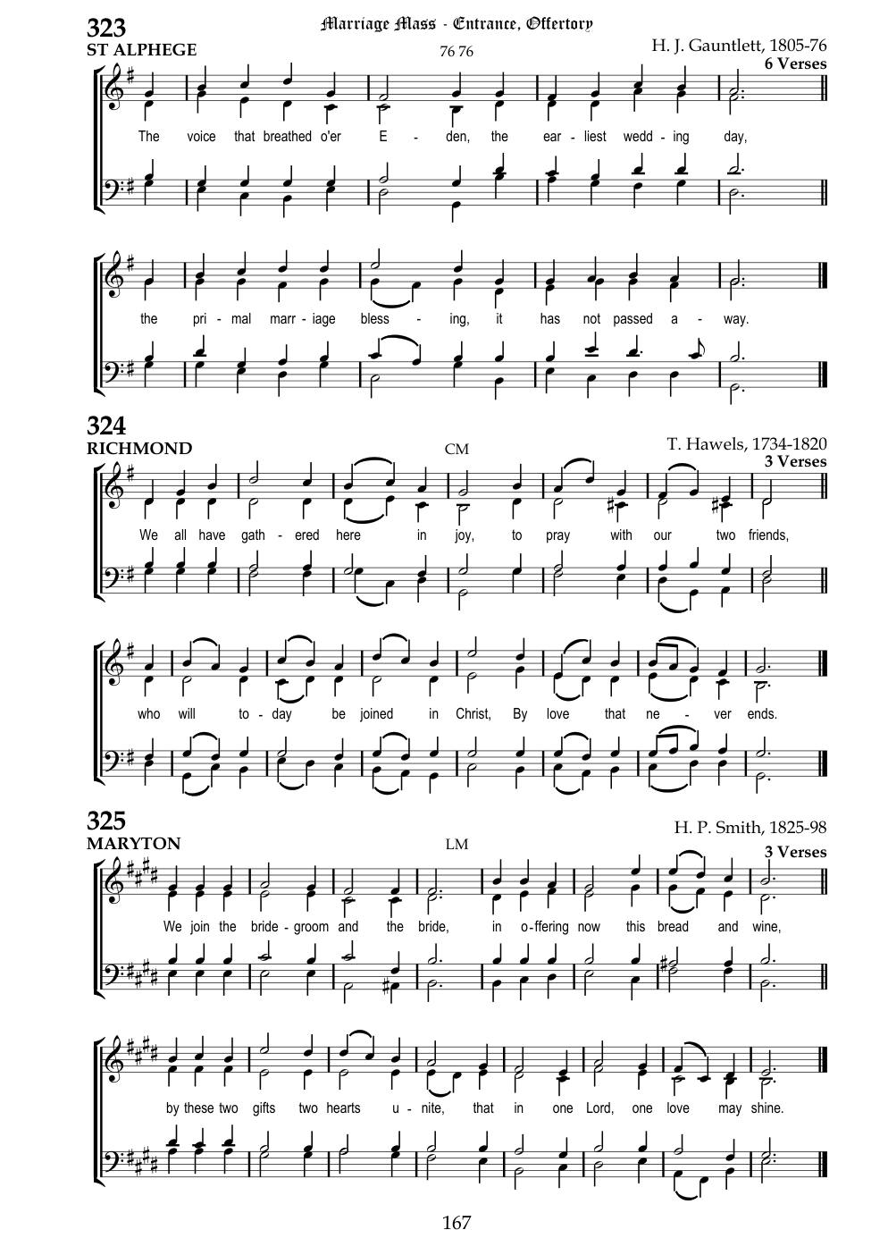 CH 323 The voice that breathed o’er Eden, — Staff Notation