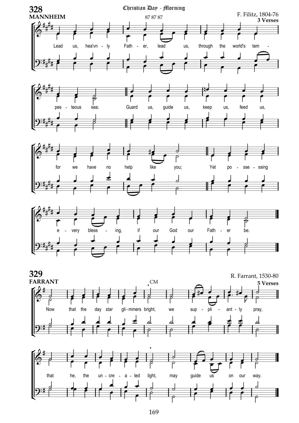CH 329 Now that the daystar glimmers bright — Staff Notation