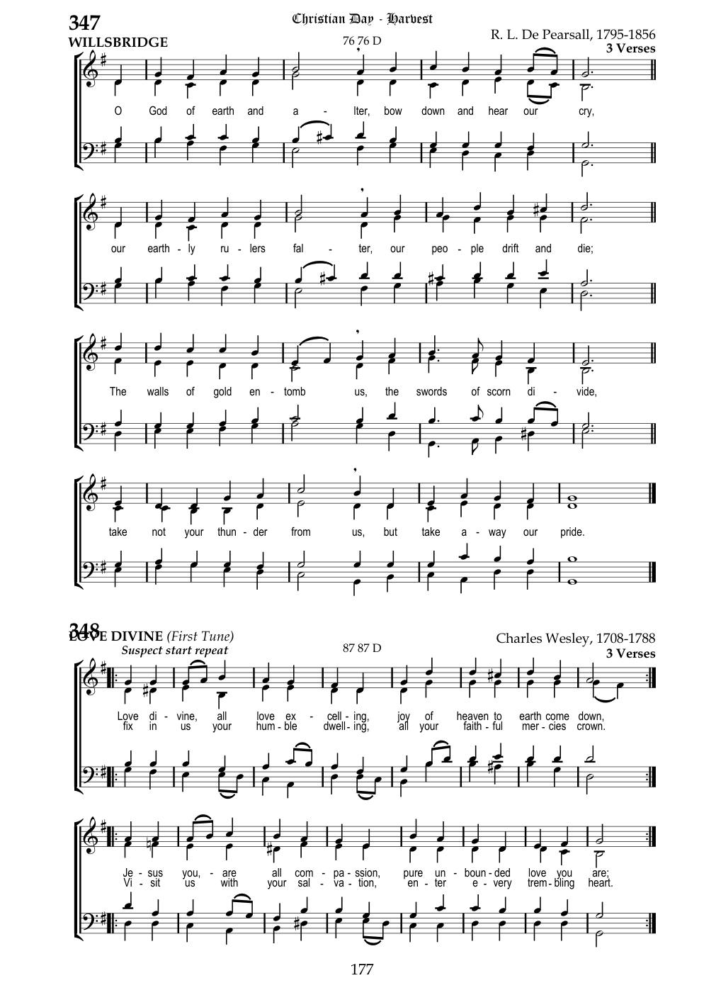CH 348 Love divine, all loves excelling, — Staff Notation