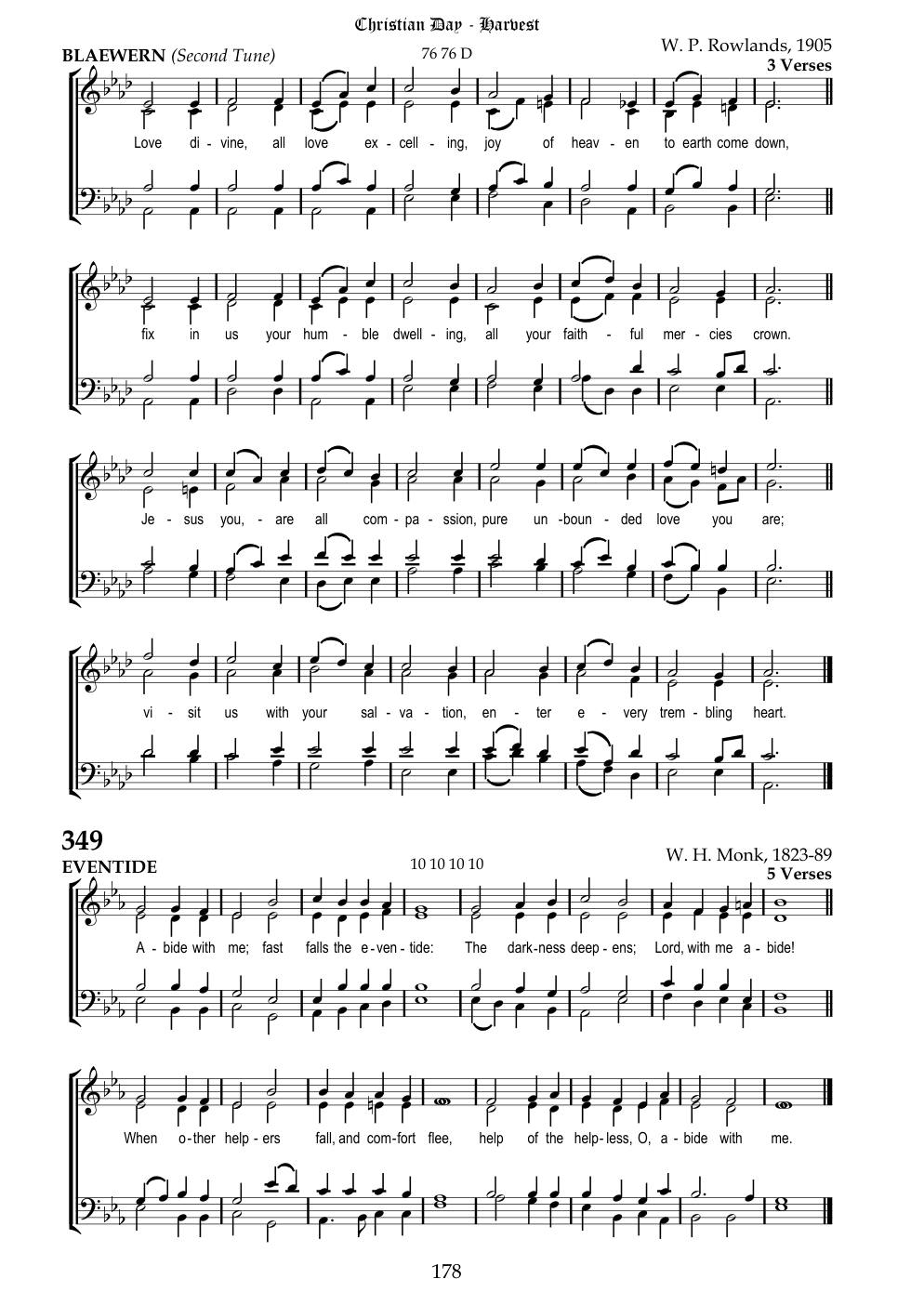 CH 349 Abide with me; fast falls the eventide; — Staff Notation