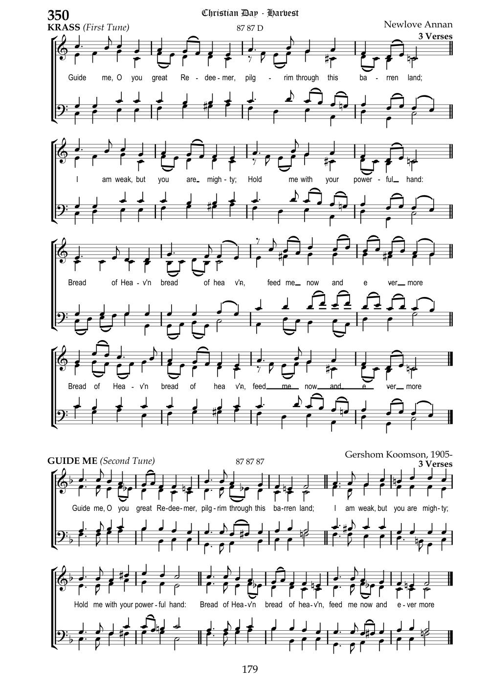 CH 350 Guide me, O you great Redeemer, — Staff Notation