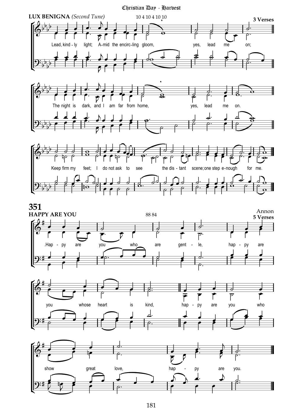 CH 351 Lead, kindly Light, — Staff Notation