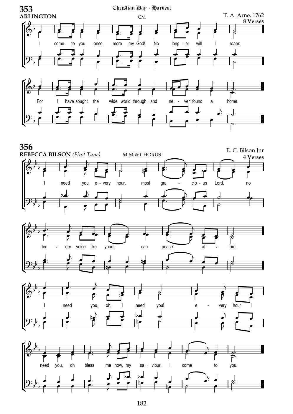 CH 356 I need you every hour, — Staff Notation