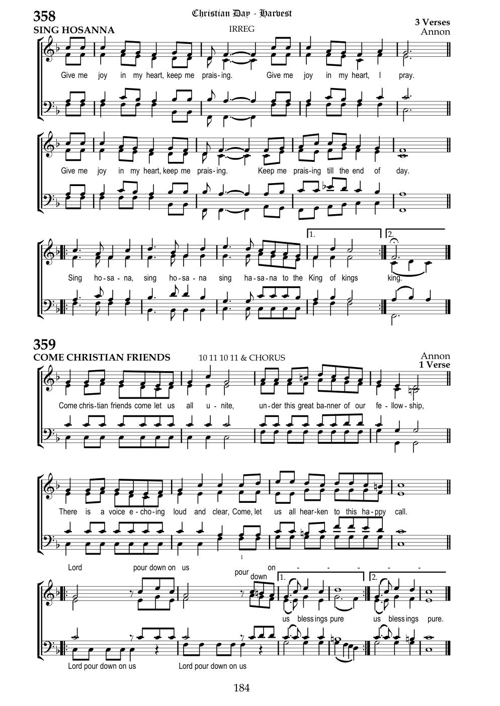CH 359 Come Christian friends come let us all unite, — Staff Notation