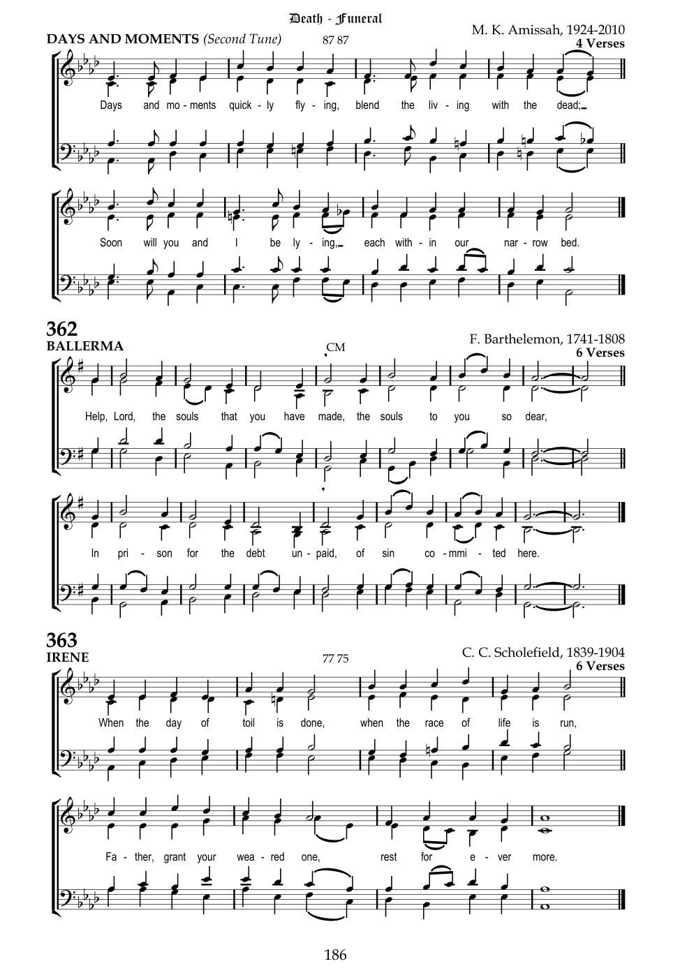 CH 363 When the day of toil is done, — Staff Notation