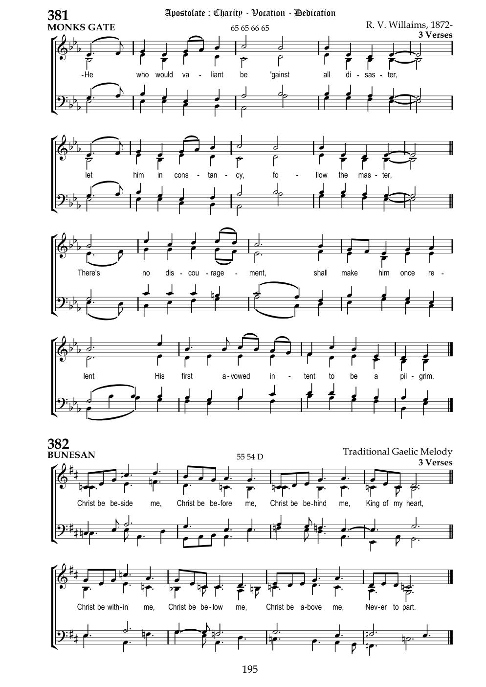 CH 381 He who would valiant be — Staff Notation