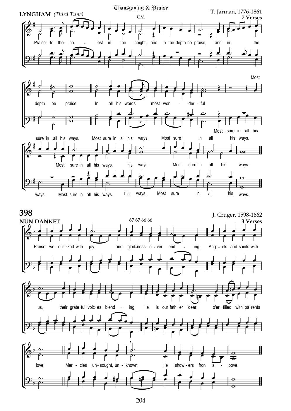 CH 396 Praise to the Holiest in the height, — Staff Notation