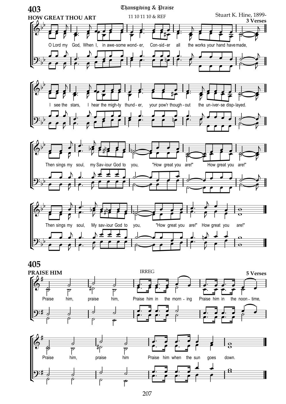 CH 403 O Lord my God, — Staff Notation