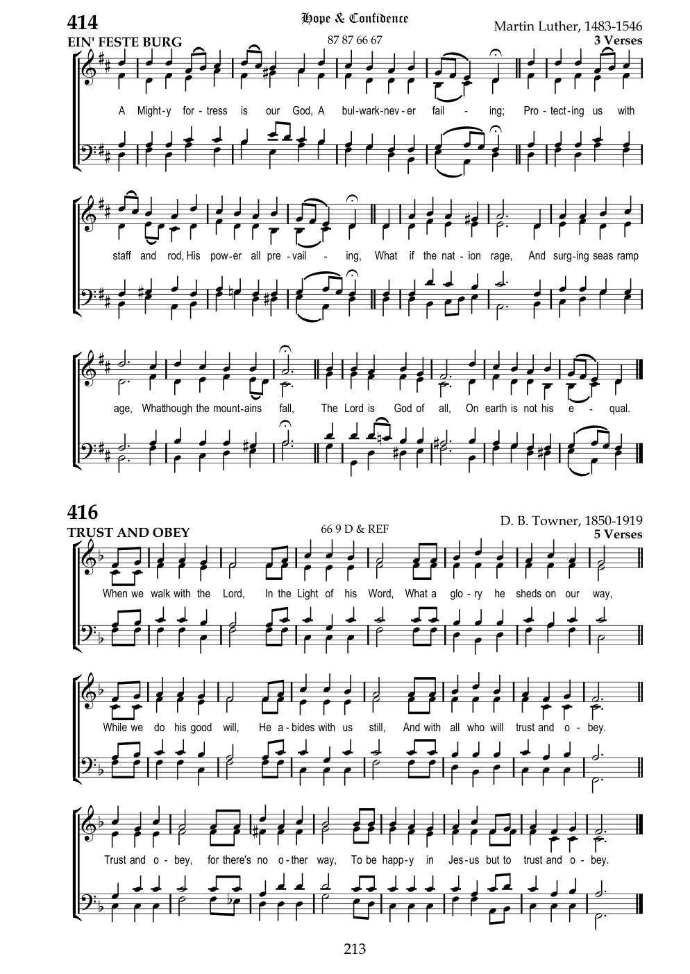 CH 416 When we walk with the Lord — Staff Notation