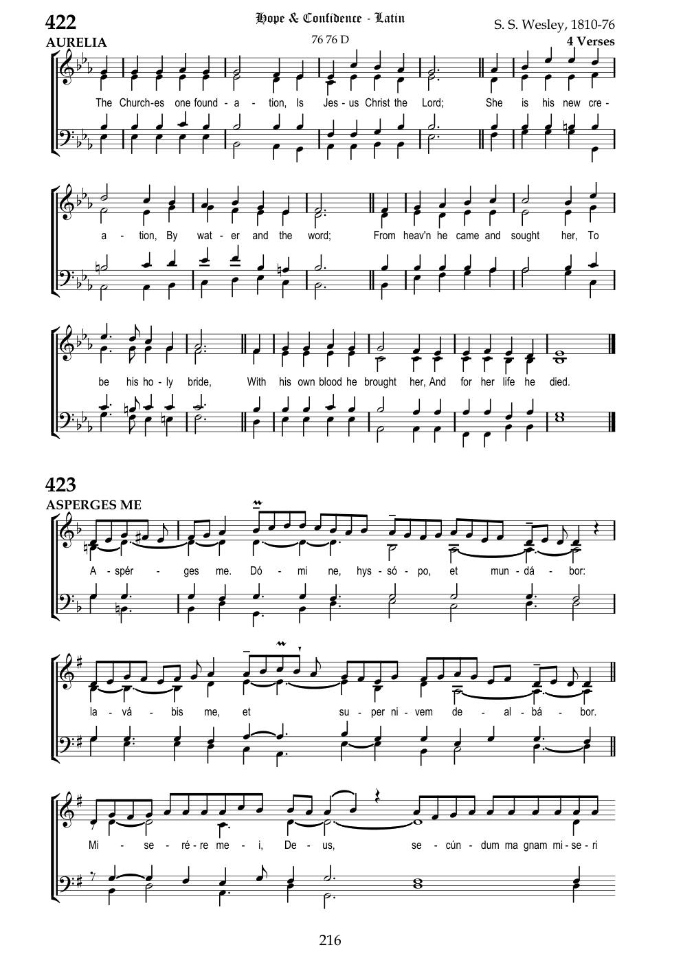 CH 423 Asperges me, Domine, hyssopo, — Staff Notation