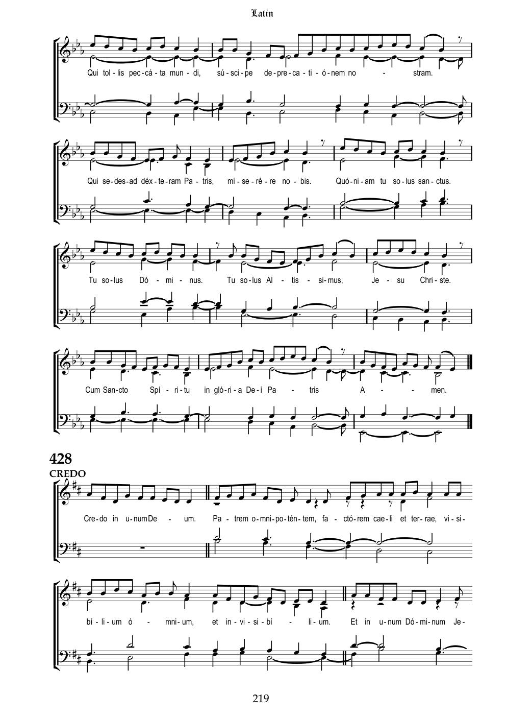 CH 426 Gloria in excelsis Deo. — Staff Notation