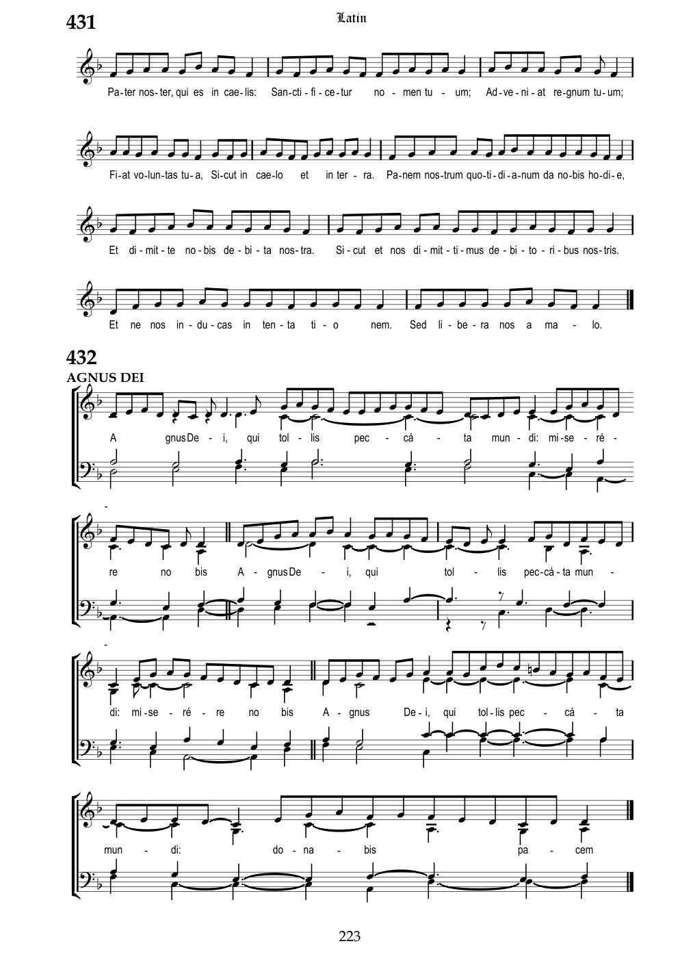 CH 432 Agnus Dei, qui tolis peccata mundi, — Staff Notation