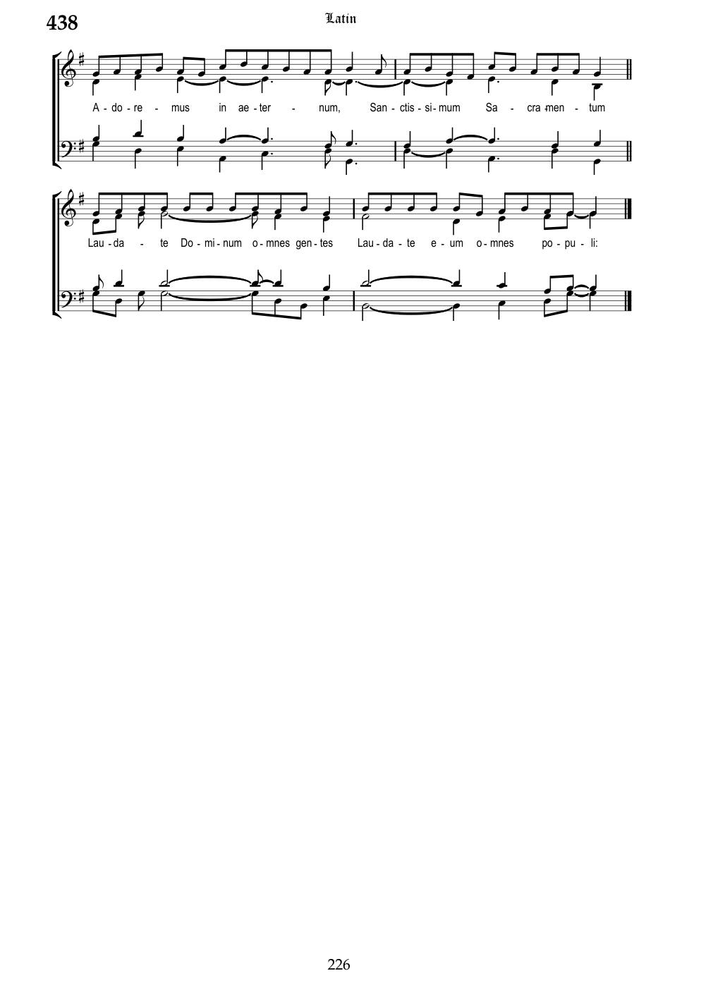 CH 438 Tantum ergo, Sacramentum, — Staff Notation