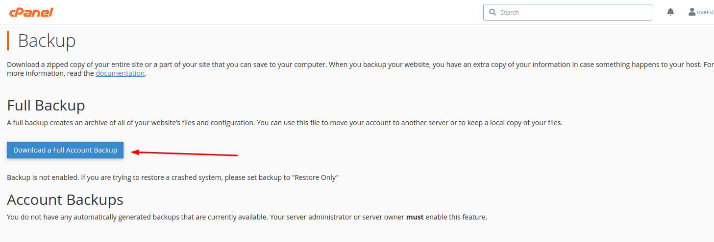 cPanel Backup 